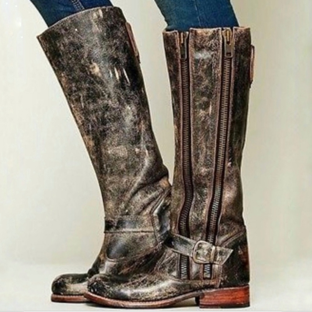 Bed Stu Leather Tango Black Lux Moto Boot Size 6